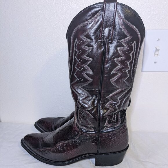 J Chisholm Great Condition Vintage Men's 8.5D Black Cherry Ostrich Leg Hide - Picture 13 of 13